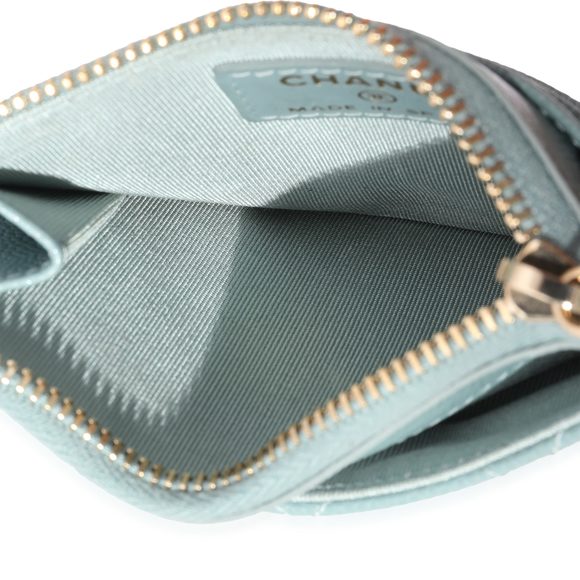 Chanel CC Green Glitter Caviar Zip Card Holder - Picture 4 of 7